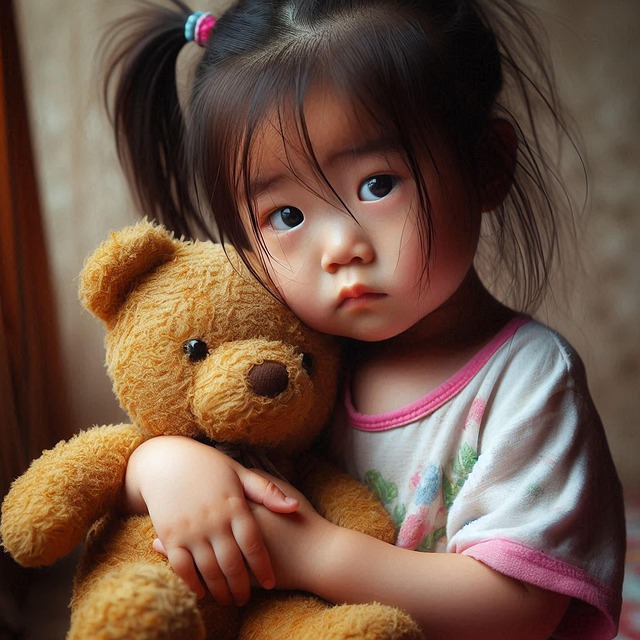 Free girl teddy bear vietnamese illustration
