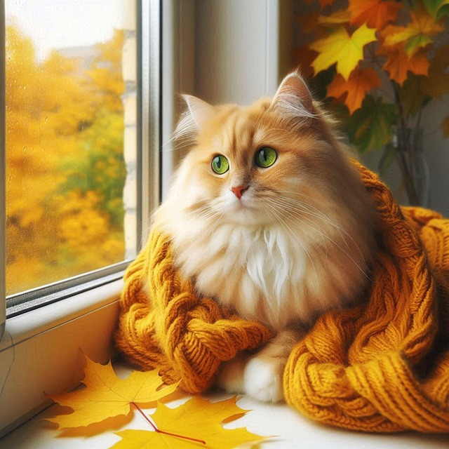 Free ai generated cat windowsill illustration