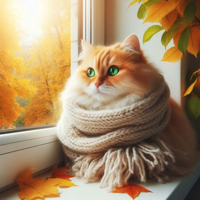 Free ai generated cat windowsill illustration