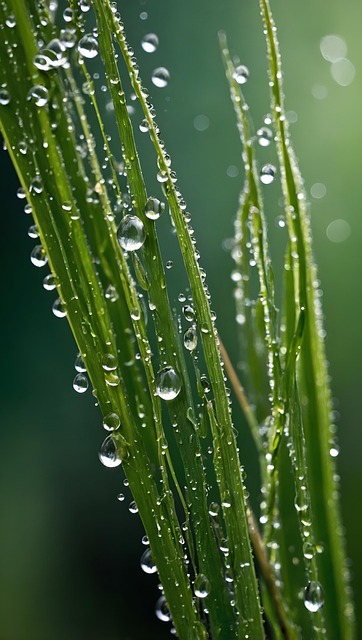 Free ai generated grass dewdrops illustration