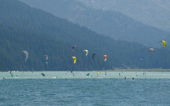 Windsurf, Silvaplana, Engadinar, Lago