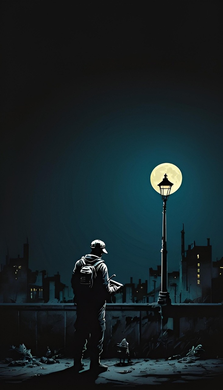 Download free HD stock image of Mood Night Free mood night man illustration