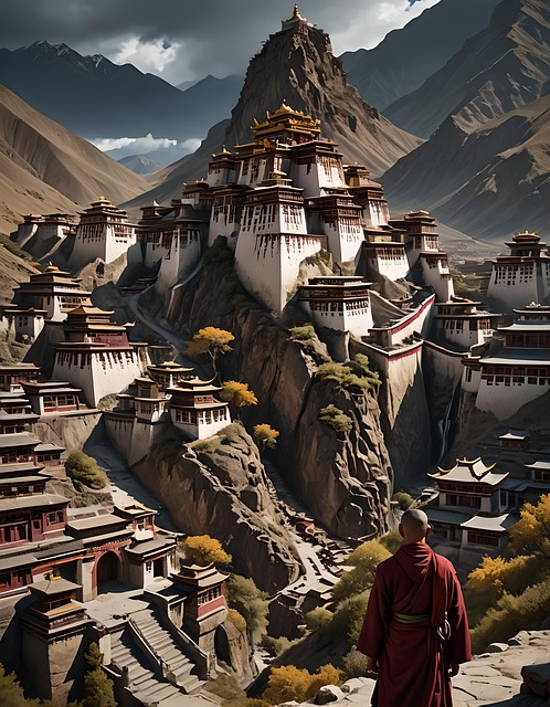 Free monk tibet nepal illustration