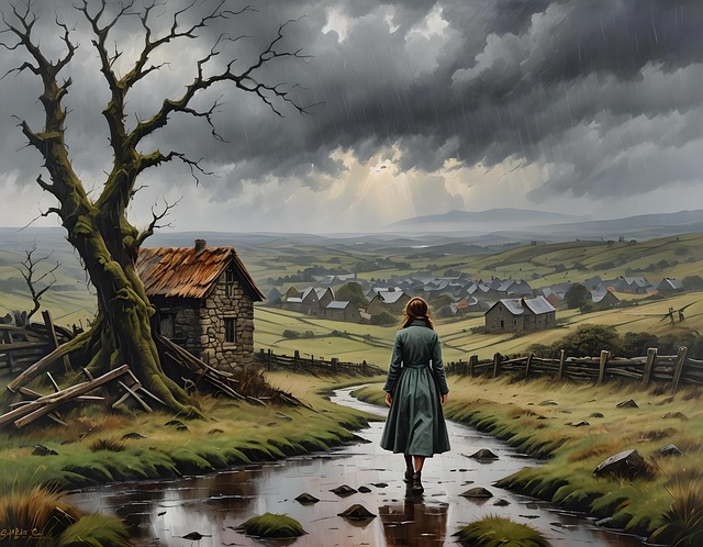 Download free HD stock image of Woman Rain Free woman rain walk illustration