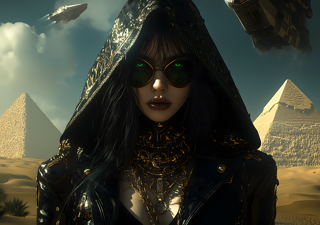 Free ai generated woman pyramid illustration