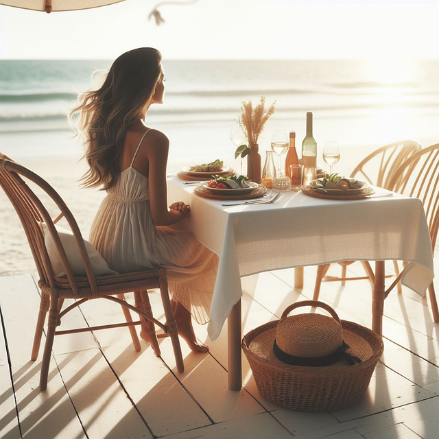 Free ai generated woman beach illustration