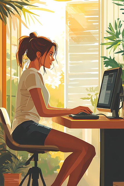 Free ai generated woman working illustration
