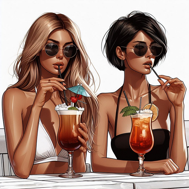 Free ai generated women cocktails illustration