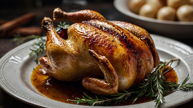 Free roasted chicken plate garnish illustration