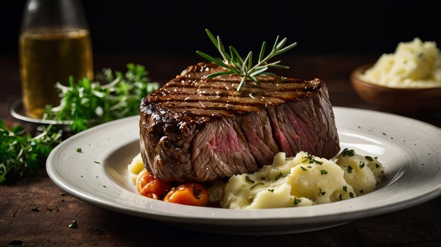 Free steak plate garnishes illustration