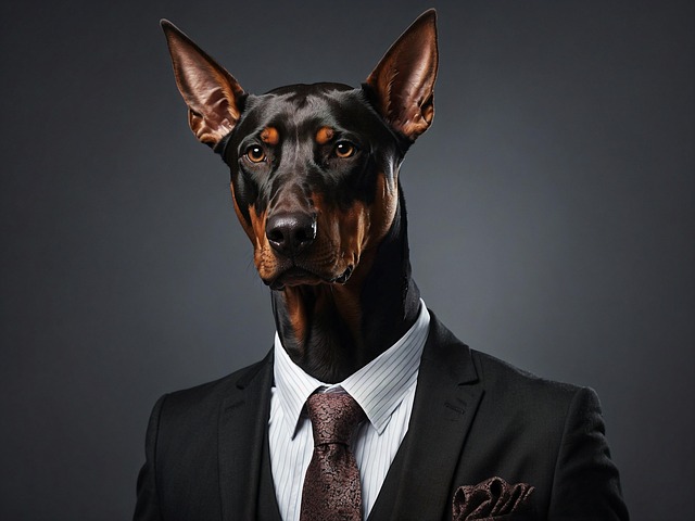 Free ai generated doberman business suit illustration