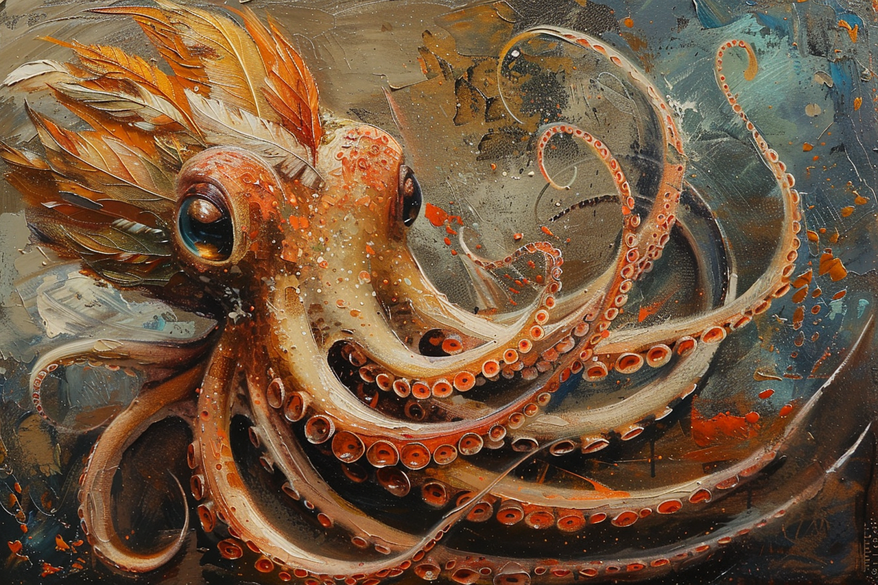 章鱼, 羽毛, 外星人, 自然, 头足类, 动物, 绘画, 幻想, 触手