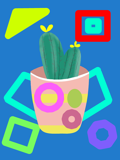 Vase, Kaktus, Pflanze, Saftig, Bunt