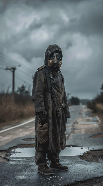Free post-apocalyptic gas mask dystopian illustration