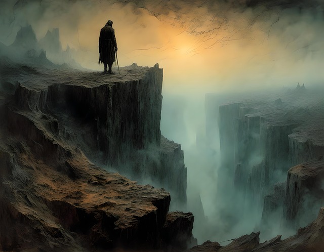 Free ai generated man cliff illustration