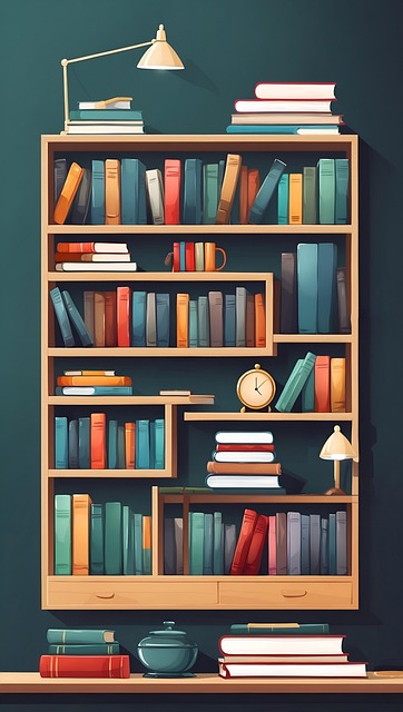 Free books reading bookshelf illustration