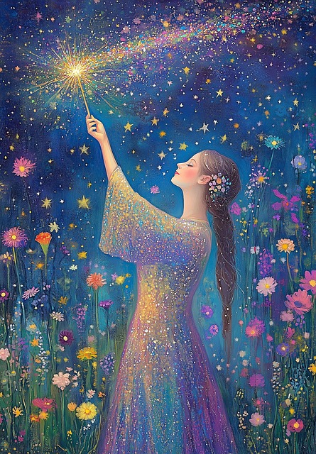 Free ai generated woman stars illustration