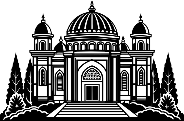 Free synagogue landscape silhouette illustration