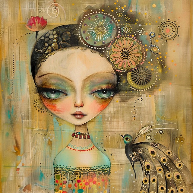 Free whimsical surreal female figure illustration