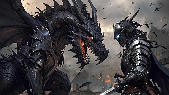 Free ai generated dragon knight illustration