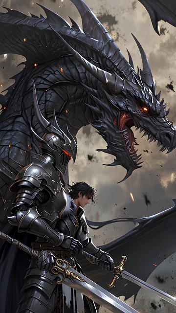 Free ai generated dragon knight illustration
