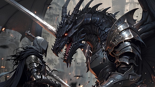 Free ai generated dragon knight illustration