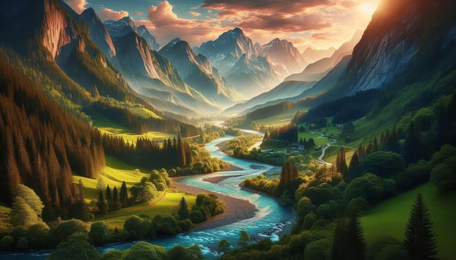 Ai Generiert, Natur, Fluss, Senke, Berge