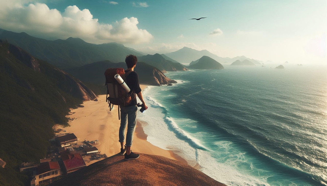 Download free HD stock image of Ai Generated Mountaintop Free ai generated mountaintop ocean illustration