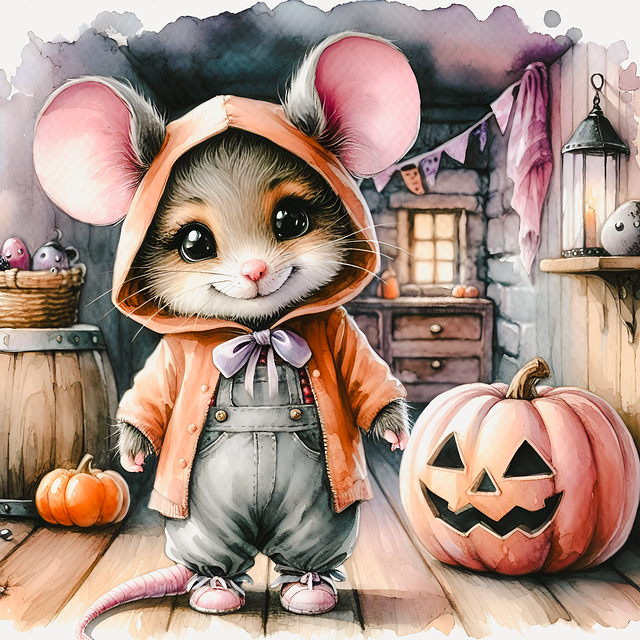 Free ai generated halloween mouse illustration