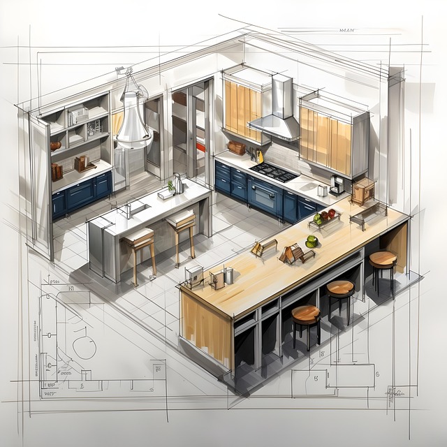 Free ai generated kitchen sketch illustration
