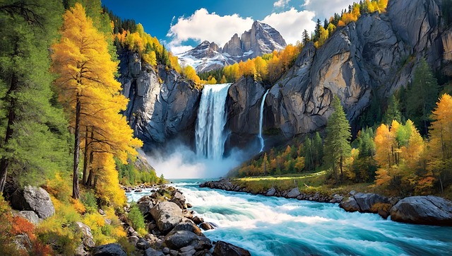 Download free HD stock image of Ai Generated Waterfall Free ai generated waterfall river illustration