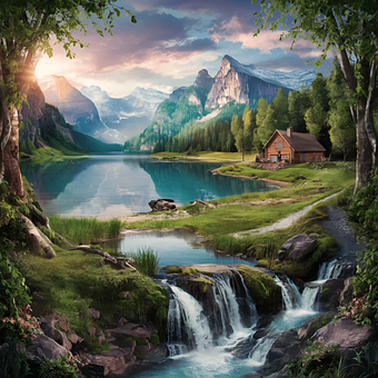 Natur, Wald, Bäume, Sonnenuntergang
