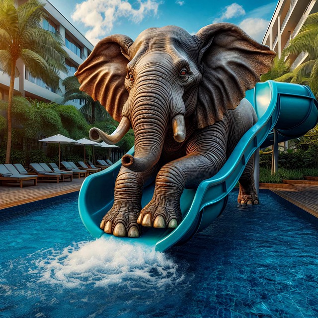Free ai generated elephant resort illustration