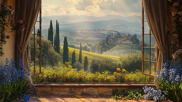 Free ai generated window flowers illustration