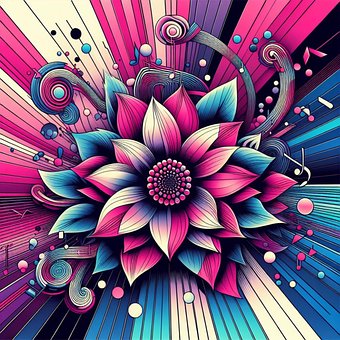 Flor, Resumo, Colori, Fundo, Rosa, Azul