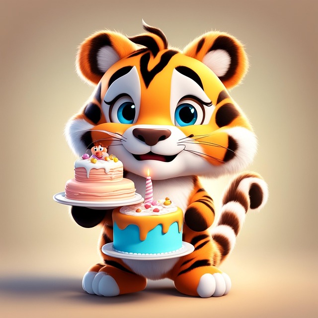 Free cutetiger birthdaycake cartoontiger illustration