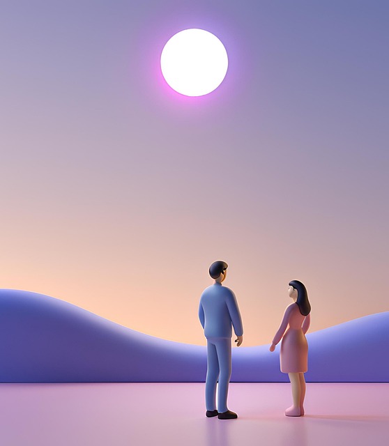 Free couple lovers full moon illustration