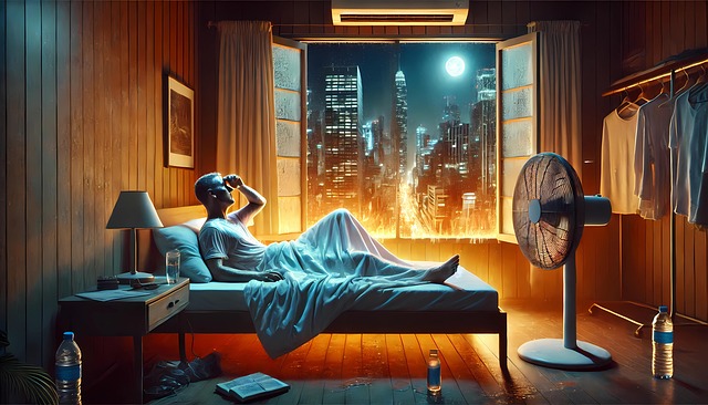 Free ai generated bedroom heat wave illustration