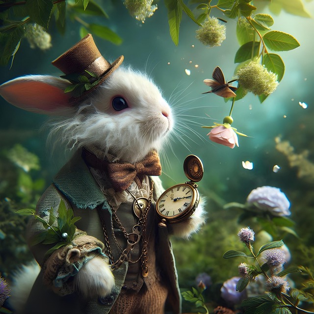 Free ai generated rabbit flowers illustration