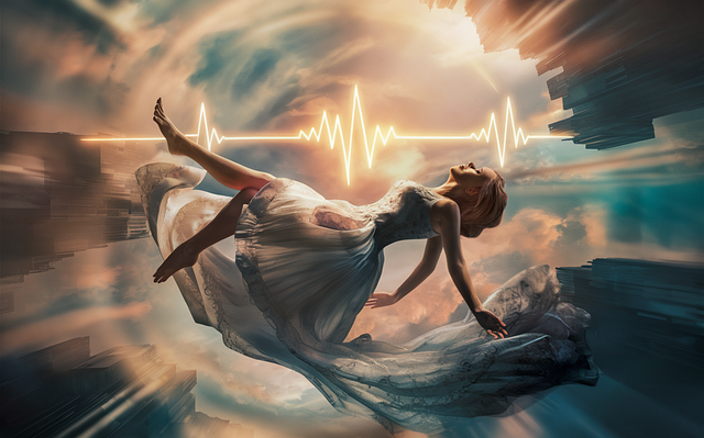 Free woman falling silence illustration