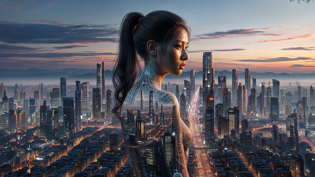 Free ai generated woman urban illustration