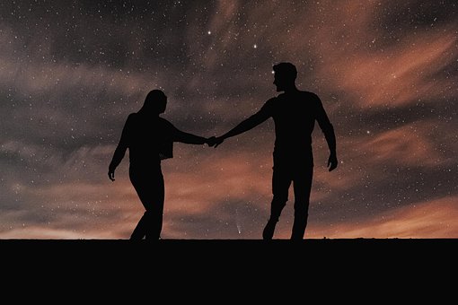 Silhouette, Liebe, Natur, Valentinstag