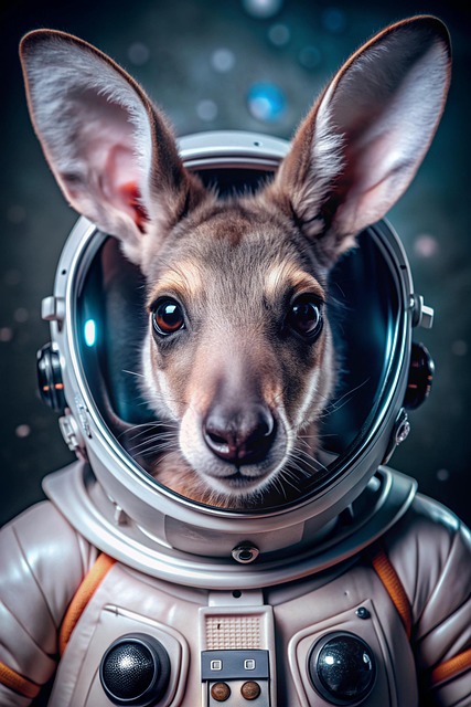 Free ai generated kangaroo astronaut illustration
