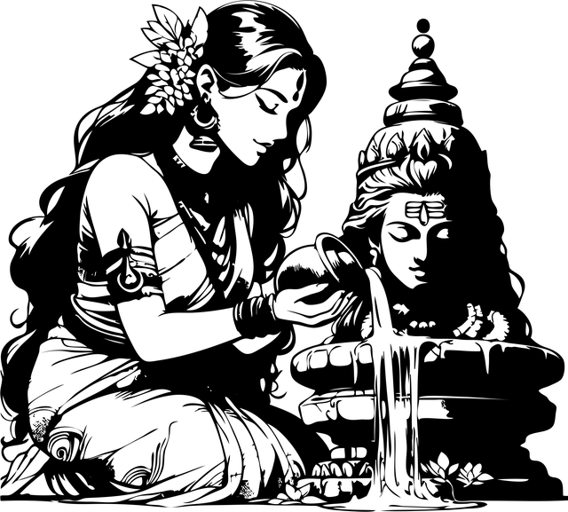 Free ai generated praying shivling vector