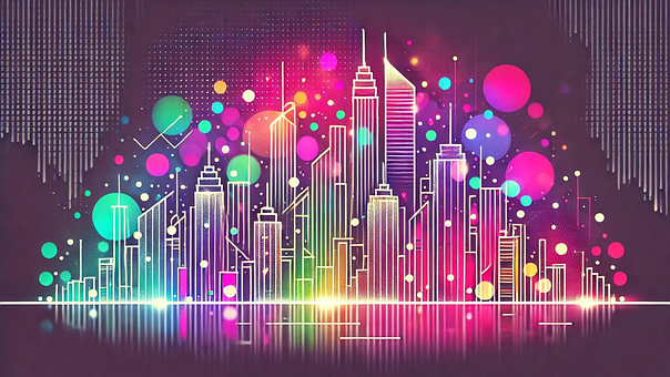 Ai Generert, Strekbilder, By, Skyline