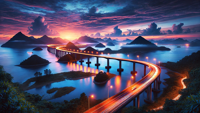 Free ai generated twilight bridge illustration