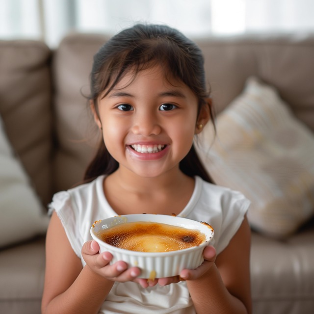 Free ai generated little girl crème brûlée illustration