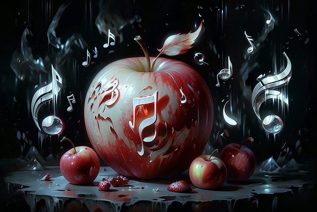 Free ai generated apple sheet music illustration