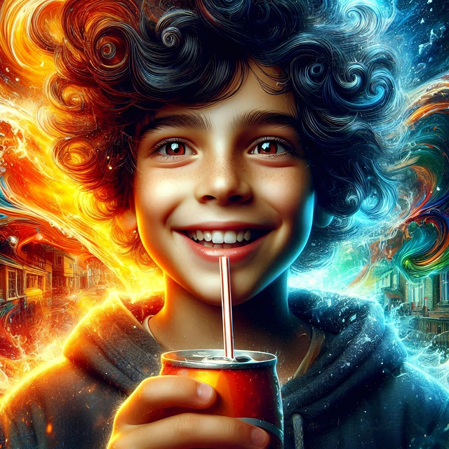 Free ai generated boy soda illustration