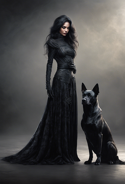Free ai generated woman dog illustration